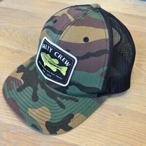 Salty Crew Bigmouth Bass Trucker Hat Camo Adjustable SnapBack Mesh
